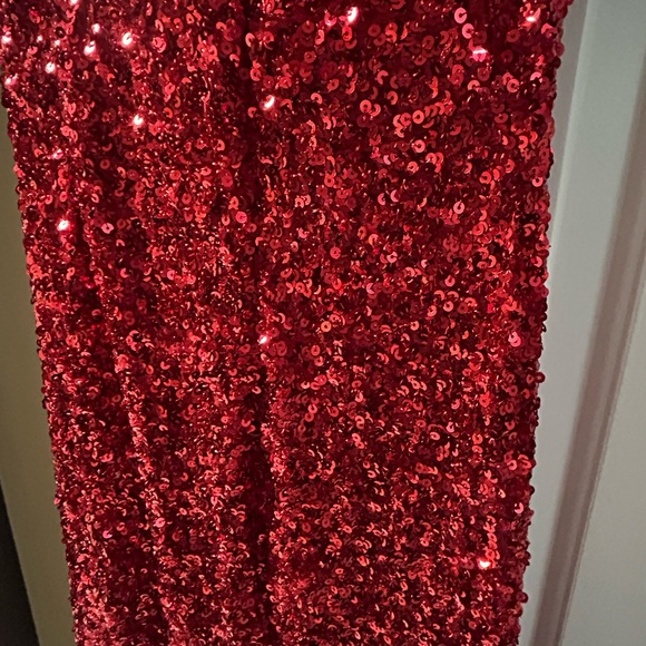 Fashion Nova Elegant Red Sequin Strapless Dress - Picture 2 of 4